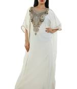 Cream Georgette Embroidered Zari Work Islamic Kaftans