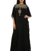 Black Georgette Embroidered Zari Work Islamic Kaftans