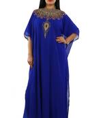 Royal Blue Georgette Embroidered Zari Work Islamic Kaftans
