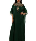 Green Georgette Embroidered Zari Work Islamic Kaftans