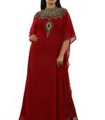 Maroon Georgette Embroidered Zari Work Islamic Kaftans
