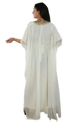 Cream Georgette Embroidered Zari Work Islamic Kaftans 2