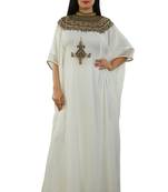 Cream Georgette Embroidered Zari Work Islamic Kaftans