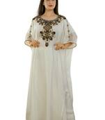 Cream Georgette Embroidered Zari Work Islamic Kaftans