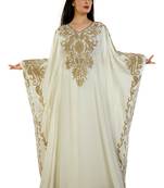 Cream Georgette Embroidered Zari Work Islamic Kaftans