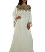 Cream Georgette Embroidered Zari Work Islamic Kaftans