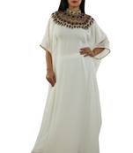 Cream Georgette Embroidered Zari Work Islamic Kaftans