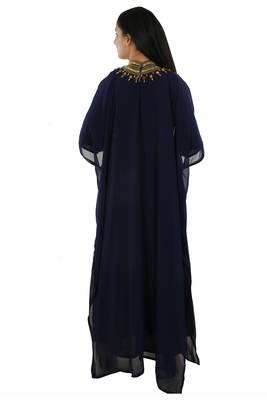 Navy Blue Georgette Embroidered Zari Work Islamic Kaftans 4