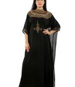 Black Georgette Embroidered Zari Work Islamic Kaftans