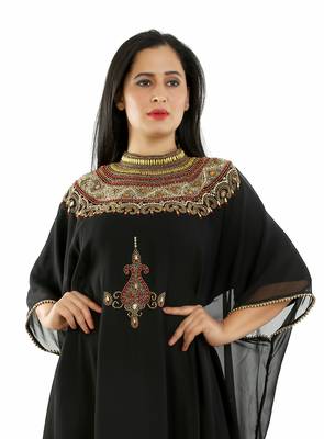 Black Georgette Embroidered Zari Work Islamic Kaftans 2