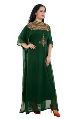 Green Georgette Embroidered Zari Work Islamic Kaftans 2
