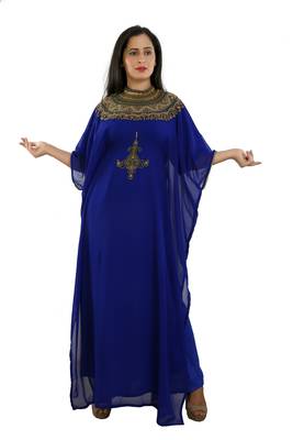 Royal Blue Georgette Embroidered Zari Work Islamic Kaftans 1