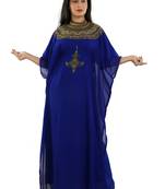 Royal Blue Georgette Embroidered Zari Work Islamic Kaftans