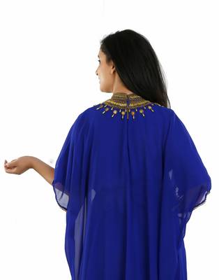 Royal Blue Georgette Embroidered Zari Work Islamic Kaftans 4