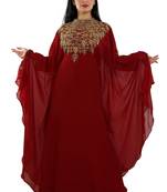 Maroon Georgette Embroidered Zari Work Islamic Kaftans