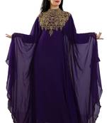 Purple Georgette Embroidered Zari Work Islamic Kaftans