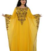 Yellow Georgette Embroidered Zari Work Islamic Kaftans