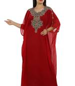 Red Georgette Embroidered Zari Work Islamic Kaftans