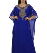 Royal Blue Georgette Embroidered Zari Work Islamic Kaftans