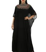 Black Georgette Embroidered Zari Work Islamic Kaftans