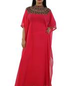 Pink Georgette Embroidered Zari Work Islamic Kaftans