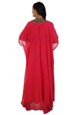Pink Georgette Embroidered Zari Work Islamic Kaftans 4