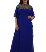 Royal Blue Georgette Embroidered Zari Work Islamic Kaftans
