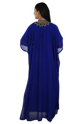 Royal Blue Georgette Embroidered Zari Work Islamic Kaftans 4