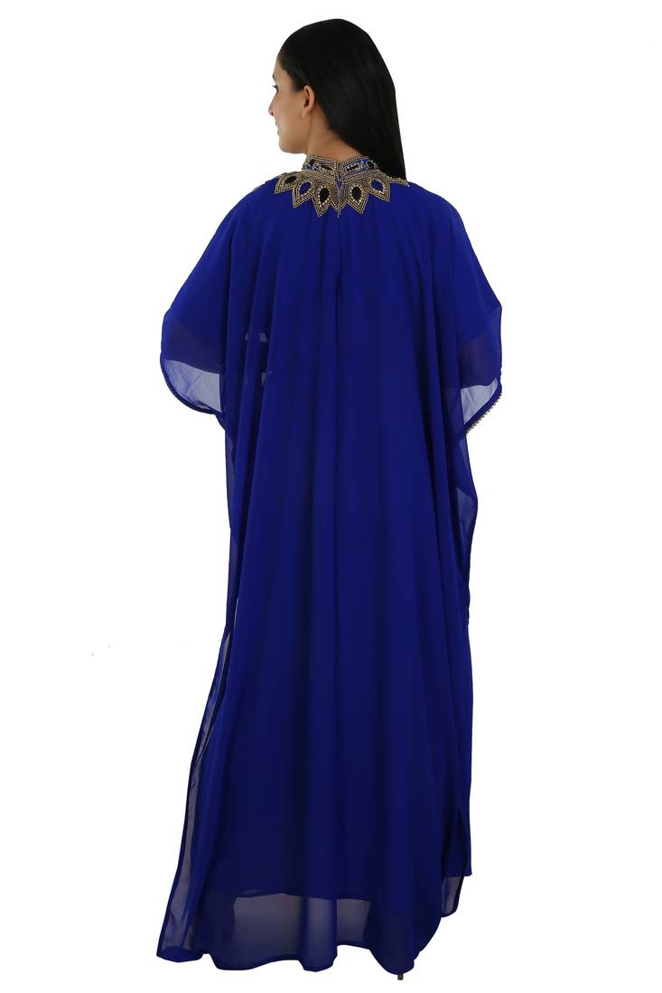 Royal Blue Georgette Embroidered Zari Work Islamic Kaftans