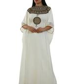 Cream Georgette Embroidered Zari Work Islamic Kaftans