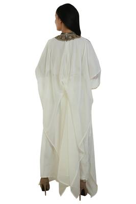 Cream Georgette Embroidered Zari Work Islamic Kaftans 4