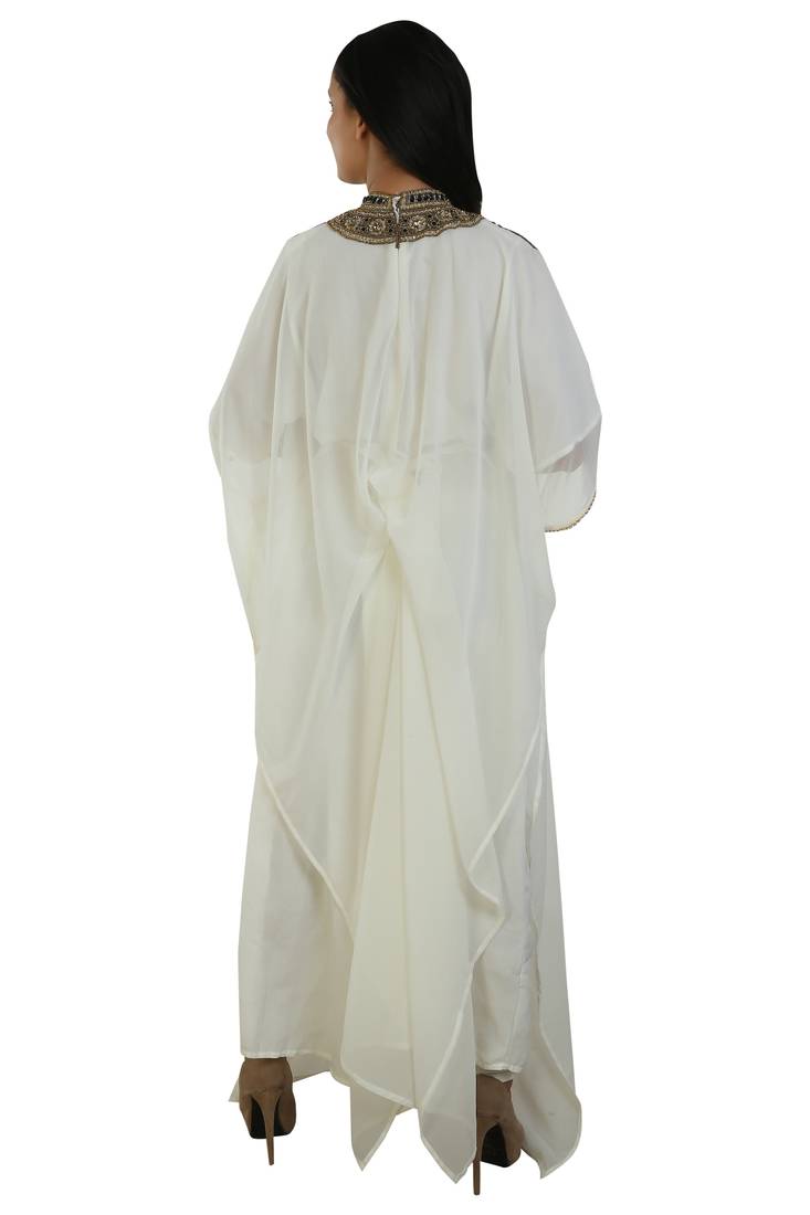 Cream Georgette Embroidered Zari Work Islamic Kaftans