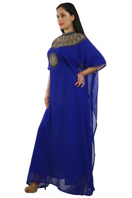 Royal Blue Georgette Embroidered Zari Work Islamic Kaftans 2