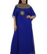 Royal Blue Georgette Embroidered Zari Work Islamic Kaftans