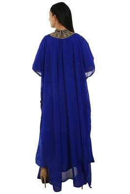 Royal Blue Georgette Embroidered Zari Work Islamic Kaftans 4