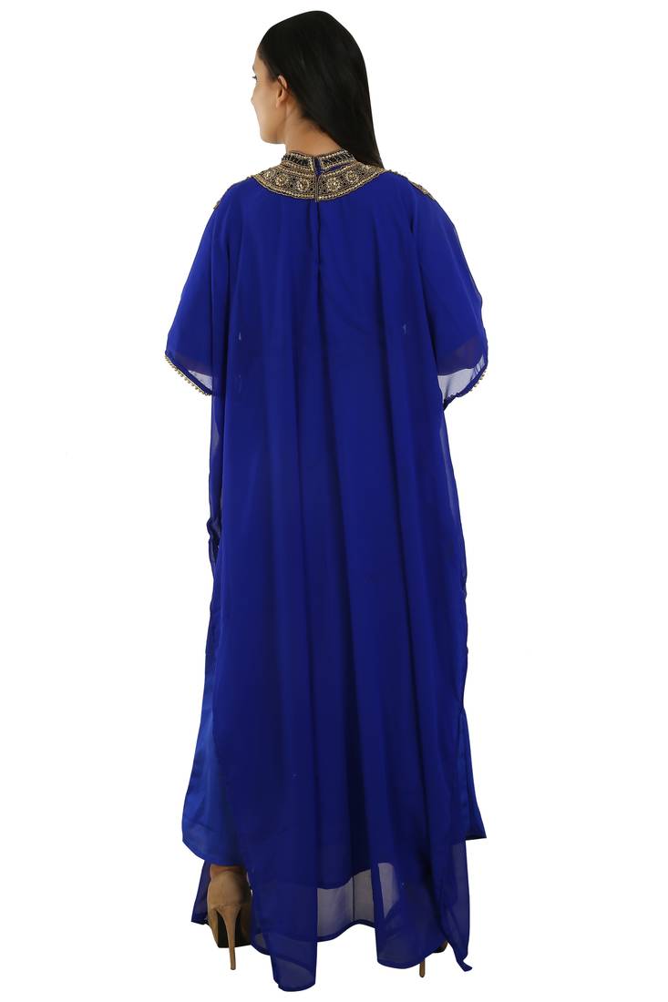 Royal Blue Georgette Embroidered Zari Work Islamic Kaftans