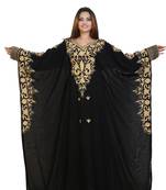 Black Georgette Embroidered Zari Work Islamic Kaftans