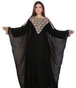 Black Georgette Embroidered Zari Work Islamic Kaftans