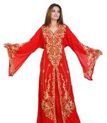 Red Georgette Embroidered Zari Work Islamic Kaftans