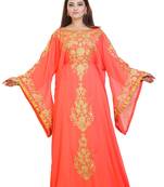 Orange Georgette Embroidered Zari Work Islamic Kaftans