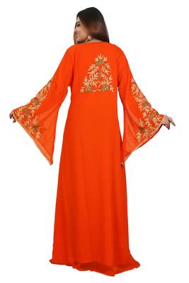 Orange Georgette Embroidered Zari Work Islamic Kaftans 2