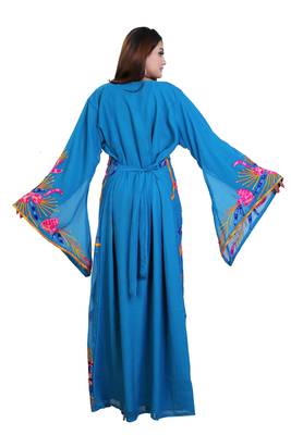 Blue Georgette Embroidered Zari Work Islamic Kaftans 2