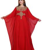 Red Georgette Embroidered Zari Work Islamic Kaftans