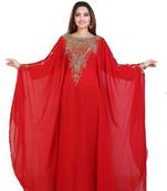 Red Georgette Embroidered Zari Work Islamic Kaftans