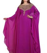 Purple Georgette Embroidered Zari Work Islamic Kaftans
