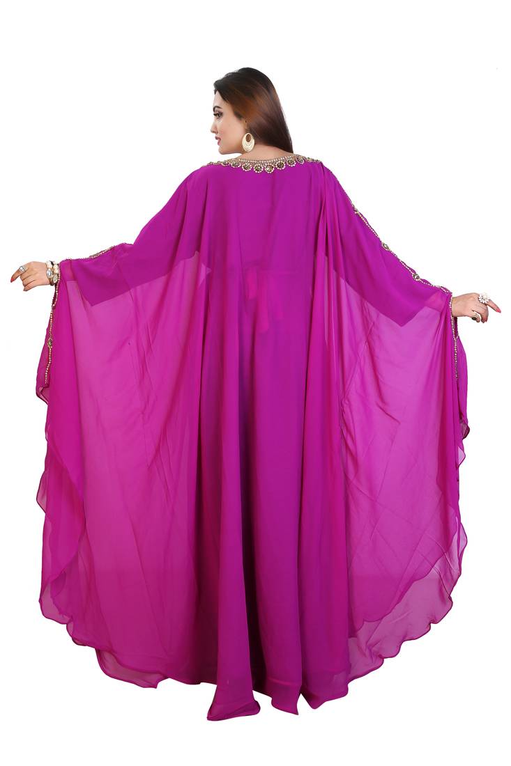 Purple Georgette Embroidered Zari Work Islamic Kaftans