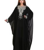 Black Georgette Embroidered Zari Work Islamic Kaftans