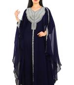 Navy Blue Georgette Embroidered Zari Work Islamic Kaftans