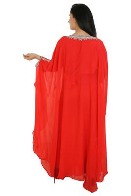 Red Georgette Embroidered Zari Work Islamic Kaftans 3