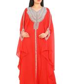 Red Georgette Embroidered Zari Work Islamic Kaftans